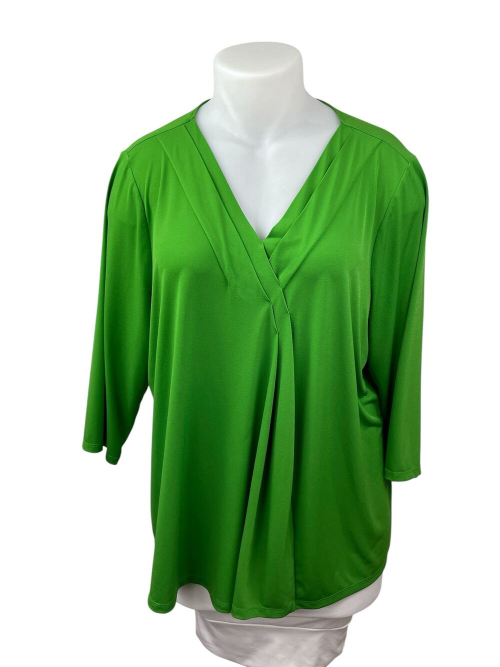 Lane Bryant Women's Green Long Sleeve V Neck Casual Shirt Blouse Top Size 22/24